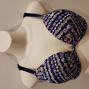 PINK Victoria's Secret Navy Floral Wear Everywhere Super Push Up Bra